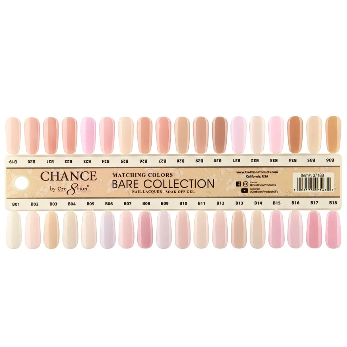 Cre8tion Chance Gel / Lacquer Duo Colors Set (Bare Collection) # B01 - B36